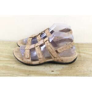 Vionic Sandals Womens 7 Brown Faux Leather Amber 2 Stone Slip On Shoes